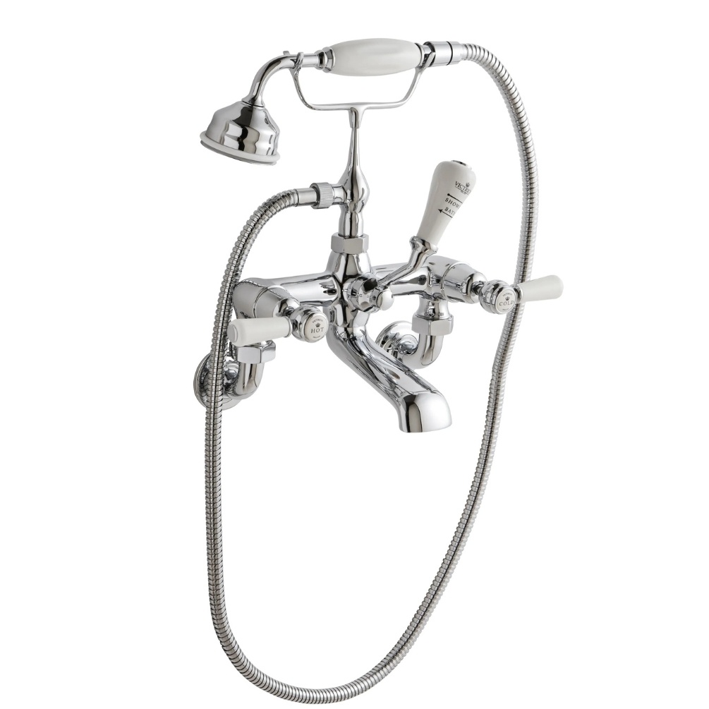 BC Designs Victrion Chrome Lever Wall Mounted Bath Shower Mixer Cut Out